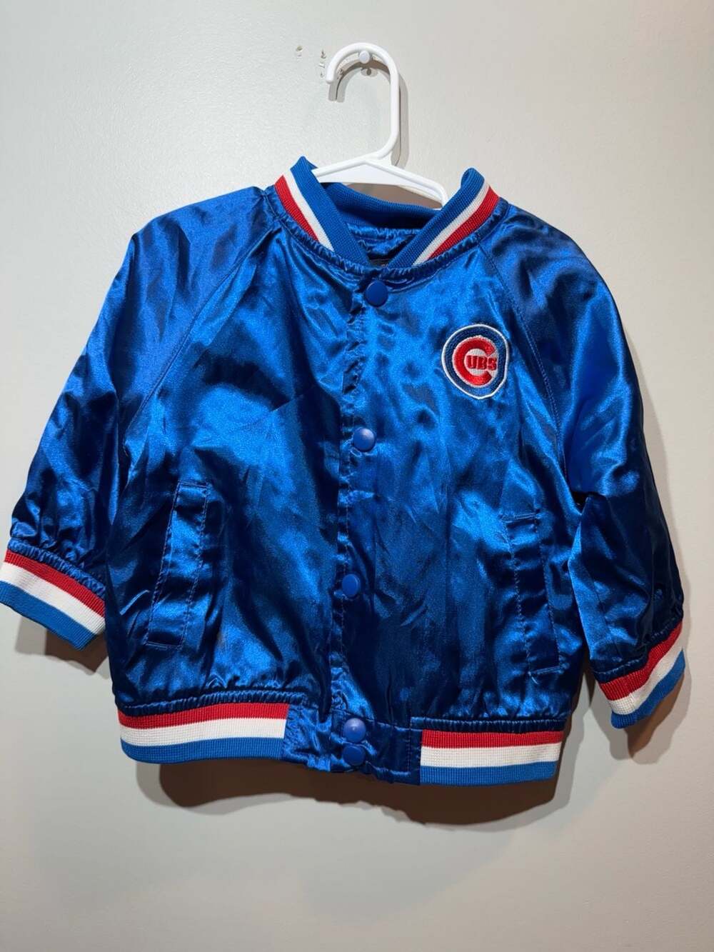 Mighty Mac Sports Chicago Cubs Satin Bomber Jacket Toddler Size 24M